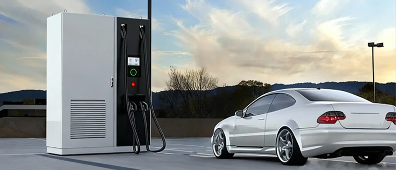 an electric vehicle parked at a bess fast ev charging station