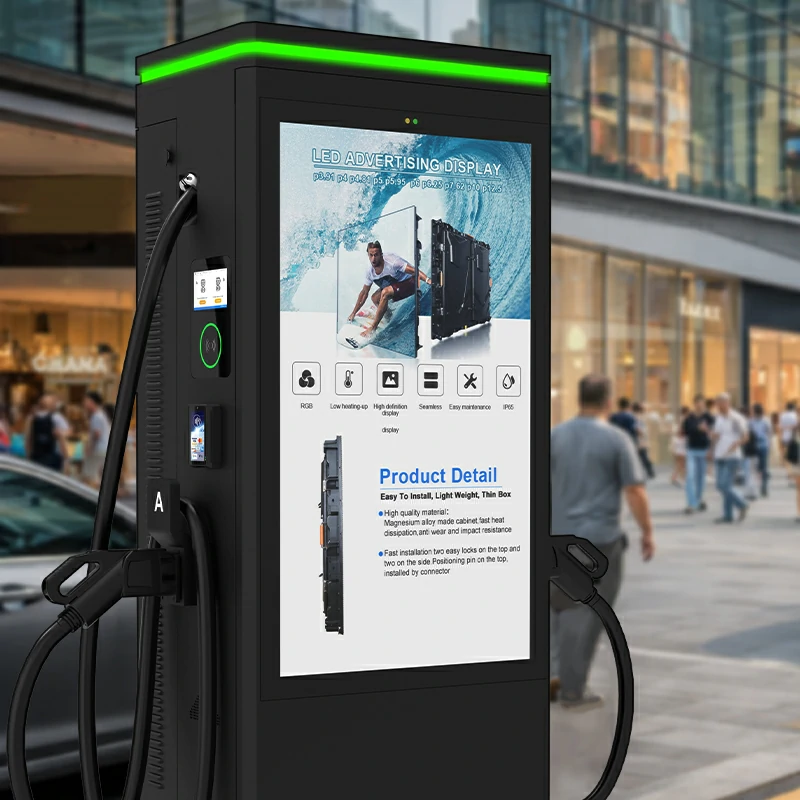 commercial advertising dc ev charger solution 60kw 160kw media support