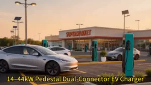 dual port pedestal ev charging solution for commercial parking lots video cover