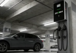 dual pro ac ev charging station parking lot