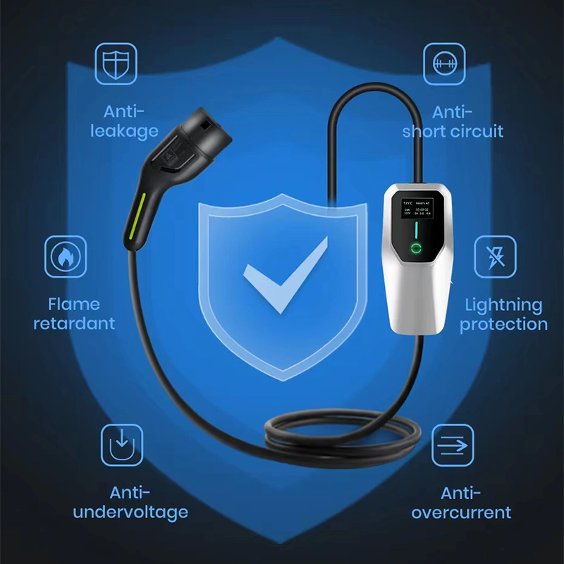 ev car portable charger 3.5kw 7kw secure and safe